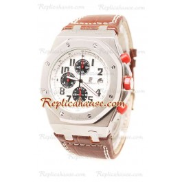 Audemars Piguet Royal Oak Offshore White Dial in Bracelet en Cuir