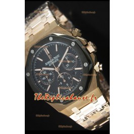 Royal Oak Audemars Piguet Or rose avec cadran noir texturé - Réplique de montre miroir 1:1