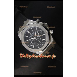 Montre chronographe Royal Oak d'Audemars Piguet avec boîtier en acier inoxydable et cadran noir