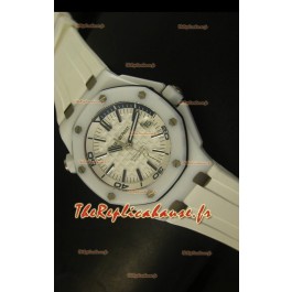Réplique de montre Royal Oak Diver Audemars Piguet en céramique blanche 1:1 Réplique de montre miroir