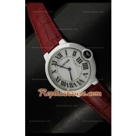 Femmes Ballon De Cartier Montre Réplique avec Bracelet Marron en Cuir - 28 mm