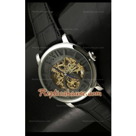 Mens Ronde De Cartier Montre Réplique avec Mouvement en Or - 43 mm