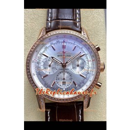 Montre super clone Breitling Navitimer B01 43MM Or rose Cadran acier
