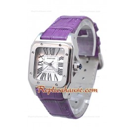Cartier Santos 100 Femme Montre De Replique en Purple Sangle