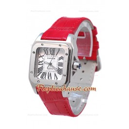 Cartier Santos 100 Femme Montre De Replique en Rouges Sangle
