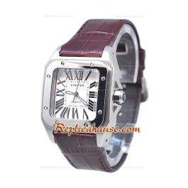 Cartier Santos 100 Femme Montre De Replique en Brunes Sangle