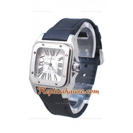 Cartier Santos 100 Femme Montre De Replique en Noir Saten Sangle
