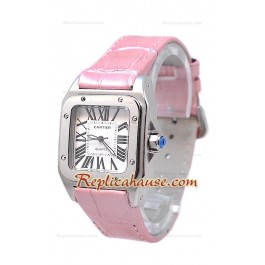 Cartier Santos 100 Femme Montre De Replique en Light Pink Sangle