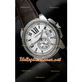 Calibre De Cartier Japonaise Montre De Replique en Blanc Cadran