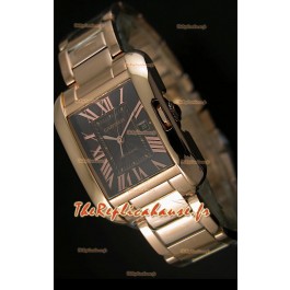 Cartier Tank Anglaise Montre Suisse de Taille Moyenne en Or Rose - Montre Copie Exacte 1:1