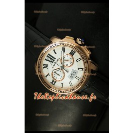 Calibre de Cartier Reproduction Montre Chronographe Japonaise en Or Rose 