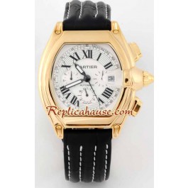 Cartier Roadster d' or Montre Replique - Leather
