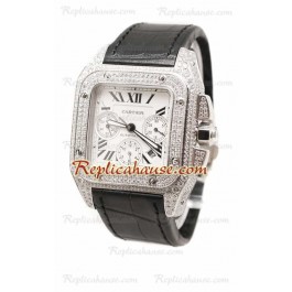Cartier Santos 100 Diamond Montre Suisse Replique