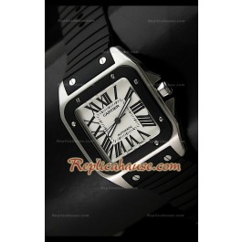 Cartier Santos 100 Swiss Replica Montre – 39 mm avec Bracelet Noir
