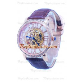 Cartier De Rotonde Skeleton Rose Gold Montre Diamond Bezel 