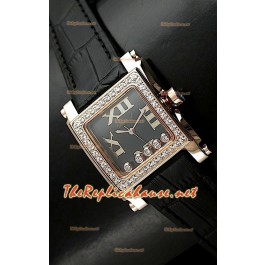 Chopard Happy Sport Femme Montre en Jaune Or and Noir Sangle
