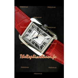 Cartier Tank Reproduction Montre Pour Femmes avec Boitier en Acier/Bracelet Rouge