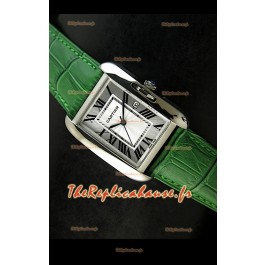 Cartier Tank Reproduction Montre Pour Femmes avec Boitier en Acier/Bracelet Vert