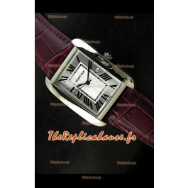 Cartier Tank Reproduction Montre Pour Femmes avec Boitier en Acier/Bracelet Bordeaux