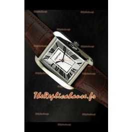 Cartier Tank Reproduction Montre Pour Femmes avec Boitier en Acier/Bracelet Marron