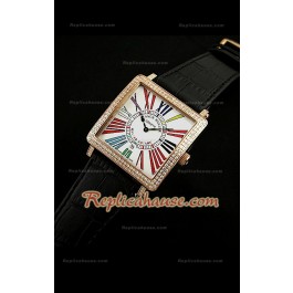 Franck Muller Square Swiss Quartz Montre avec Or Jaune