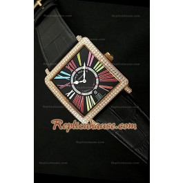 Franck Muller Square Swiss Quartz Montre avec Cadran Noir