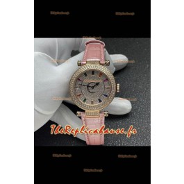 Montre Franck Muller Double Mystery à quartz suisse, boîtier en or et diamants