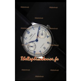 Montre automatique suisse IWC Portugieser IW500705 avec cadran blanc - Réplique miroir 1:1 remise au goût du jour 