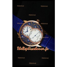 Montre Jaquet Droz Grande Seconde avec cadran paillonné-émaillé Grand Feu en or rose