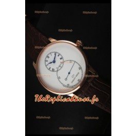 Montre avec boitier en or rose et émail ivoire Jaquet Droz Grande Seconde avec cadran blanc