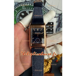 Montre Jaeger-LeCoultre Reverso Tribute Duoface Or rose Cadran bleu et acier Super Clone
