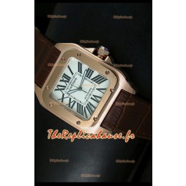 Cartier Santos 100 1:1 Réplique de montre miroir or rose 42mm