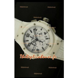 Montre avec boîtier blanc en céramique Hublot Big Bang avec mouvement Quartz