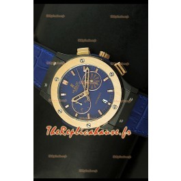 Réplique de montre Quartz japonaise Hublot Classic Fusion Chrono avec cadran bleu