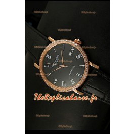 Réplique de montre suisse Patek Philippe Calatrava 5298 avec revêtement or rose - Heures en chiffres romains