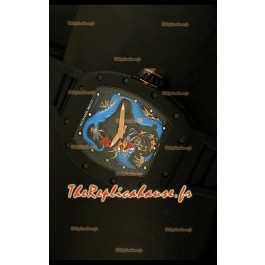 Réplique de montre suisse Richard Mille RM057 Tourbillon Jackie Chan avec boîtier en PVD