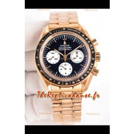 Montre Omega Speedmaster Moonwatch or rose cadran noir Super Clone