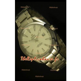 Montre suisse chronomètre coaxial Omega Seamaster Aqua Terra avec cadran blanc