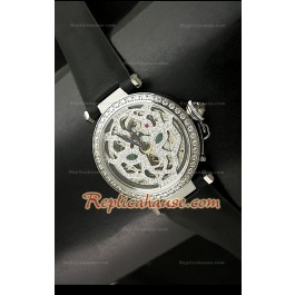 Cartier Pasha Skeleton Montre Femmes de Cadran avec Bracelet Noir