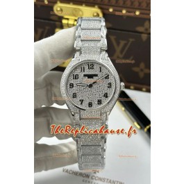 Patek Philippe Montre Super Clone en acier inoxydable sertie de vingt-quatre diamants