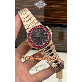 Montre Patek Philippe Nautilus 5723 en or rose et rubis rouges, réplique parfaite