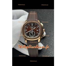 Montre Patek Philippe Aquanaut 5968, boîtier en or rose, cadran marron, réplique parfaite