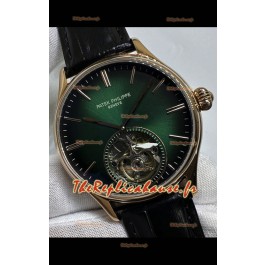 Patek Philippe Réplique japonaise de Montre à tourbillon en or rose et cadran vert