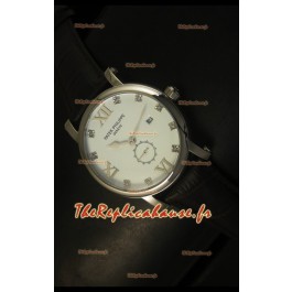 Montre en acier inoxydable Patek Philippe Calatrava avec marqueurs pour les heures incrustés de diamants