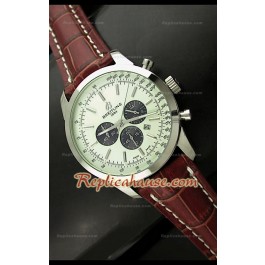 Breitling Transocean Japanese Quartz Montre avec Cadran Blanc