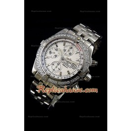 Breitling Chronomat Evolution Swiss Replica Montre avec Lunette de Diamants