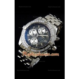 Breitling Chronomat Evolution Swiss Replica Montre avec Lunette de Diamants