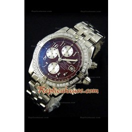 Breitling Chronomat Evolution Swiss Replica Montre avec Lunette de Diamants