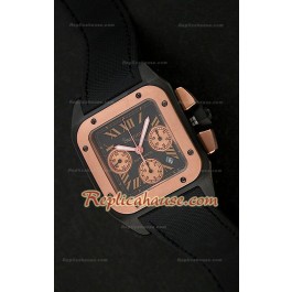 Cartier Santos 100 XL Chronograph PVD/Rose Gold Montre Suisse - 1:1 Mirror Replica