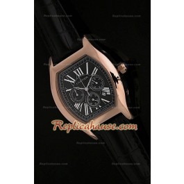 Cartier Tortue Chronograph Japanese Quartz Rose Gold Montre